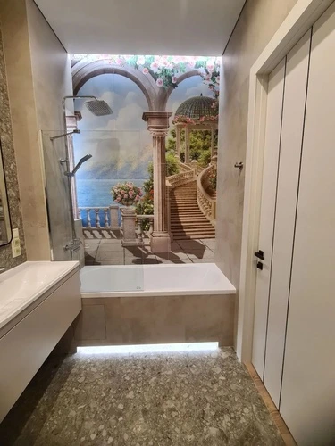 наши работы, печать на плитке, популярные, плитка, арки, с цветами, пейзаж с морем, лестница