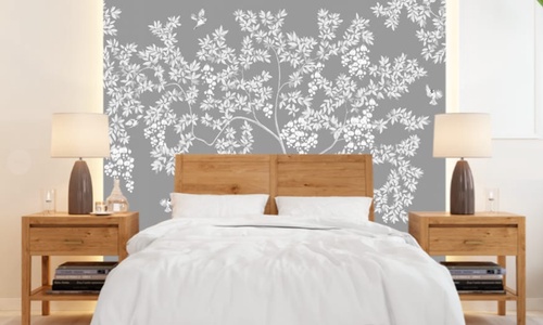 графика, дерево, на сером фоне