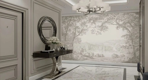 пейзаж, графика, лес, природа, бежевые, деревья в лесу, бежевые деревья в лесу, светлые деревья, светлый пейзаж, графический пейзаж, нежный лес на стену, в бежевом цвете, изящная фреска, новинки, популярное