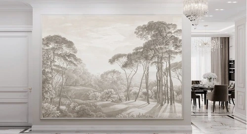 пейзаж, графика, новинки, гризайль, сосны, итальянские, красивые, хорошего качества, необычные, уникальные, нежные, пастельные, лучшие